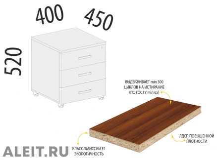 Фото 6: Офисная тумба на колесиках 3 - LID.84.T10-1